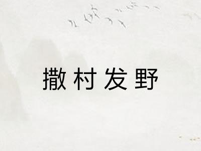 撒村发野 撒村发野