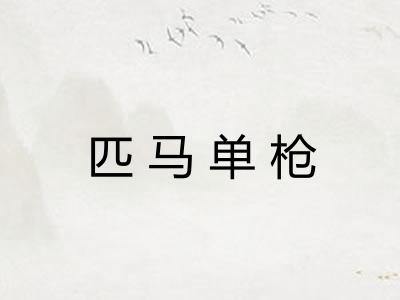 匹马单枪 匹马单枪