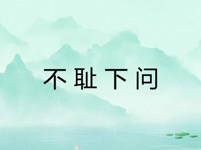 不耻下问