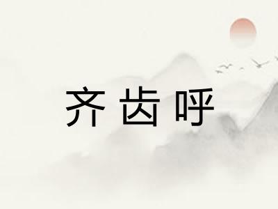 齐齿呼 齐齿呼