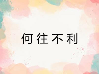 何往不利 何往不利