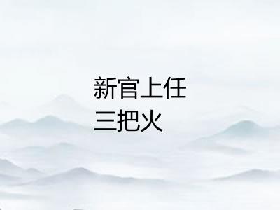 新官上任三把火 新官上任三把火