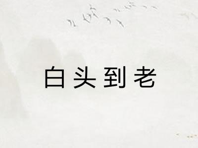 白头到老
