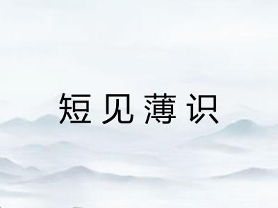 短见薄识 短见薄识