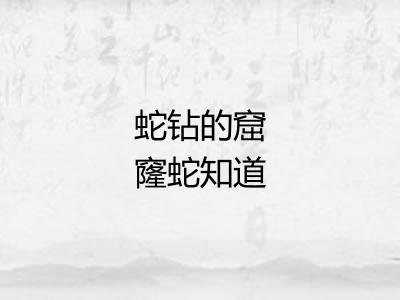 蛇钻的窟窿蛇知道