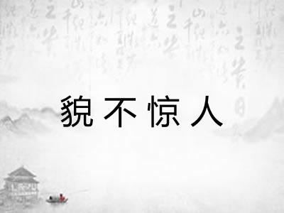 貌不惊人 貌不惊人