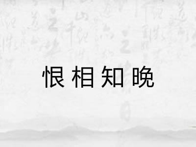 恨相知晚