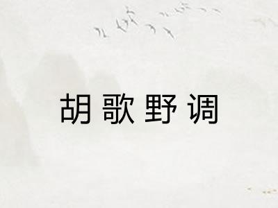 胡歌野调 胡歌野调