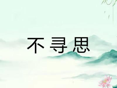 不寻思 不寻思