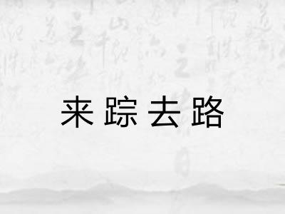 来踪去路