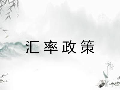 汇率政策 汇率政策