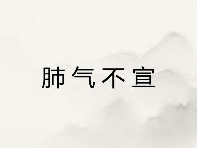 肺气不宣 肺气不宣