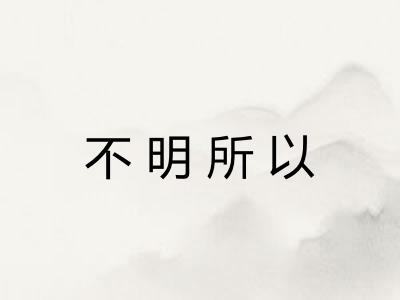 不明所以 不明所以