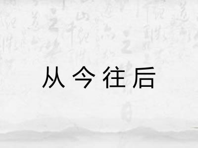 从今往后
