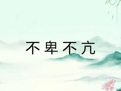 不卑不亢 不卑不亢