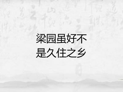 梁园虽好不是久住之乡