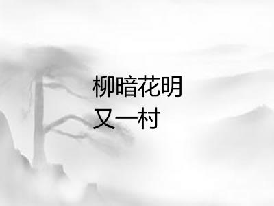 柳暗花明又一村 柳暗花明又一村