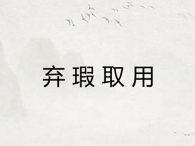 弃瑕取用 弃瑕取用