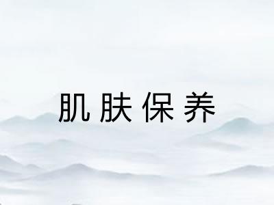 肌肤保养 肌肤保养
