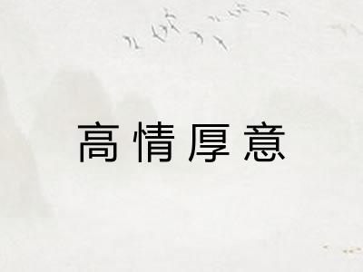 高情厚意 高情厚意
