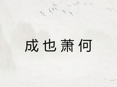 成也萧何 成也萧何